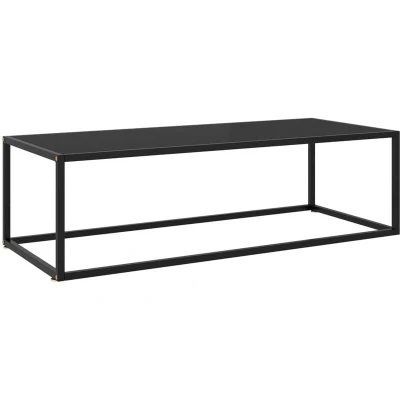 Image of vidaXL Coffee Table Black with Glass 120x50x35 cm