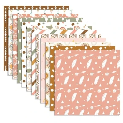 Image of Ficher Scrapbook Paper Pad 12Inch X Cute Patterned Cardstock Scrapbooking Paper, Cardmaking Craft Pack 24Pcs