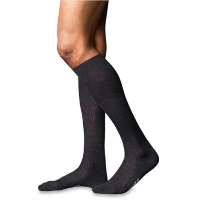 Image of FALKE Men&#039;s No. 7 M KH Wool Long Plain 1 Pair Knee High Socks, Grey (Anthracite Melange 3080), 8