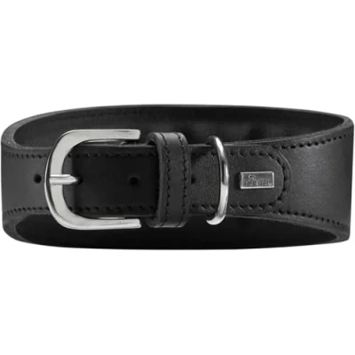 Image of HUNTER Super Soft Leather Padded Greyhound Collar 47 (S M) Black
