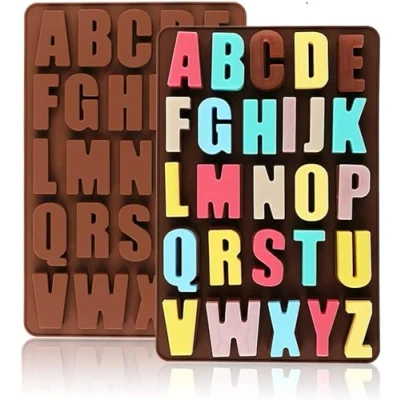 Image of Silicone Alphabet Mould, 26 Cavities Large Letter Chocolate Mold, Non Stick Candy Gummy Molds, Ice Cube Trays, Jelly Reusable DIY Baking Molds for Cake Decoration