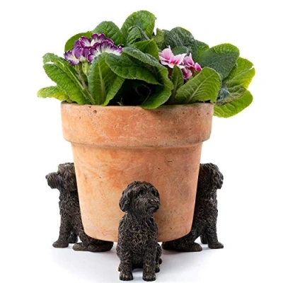 Image of Potty Feet Cockapoo Figures Plant Pot Planter Support Handmade Decorative Ornaments 3pcs