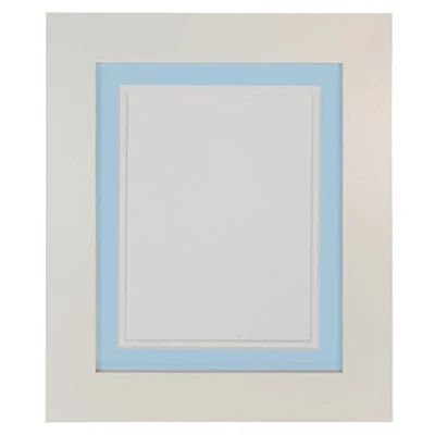 Image of Metro White Photo Picture Poster Frame with Blue on Double Mount 14 x 11 inch for Image Size A4