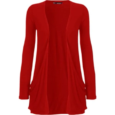 Image of WearAll Ladies Long Sleeve Boyfriend Cardigan Womens Top Red 20/22
