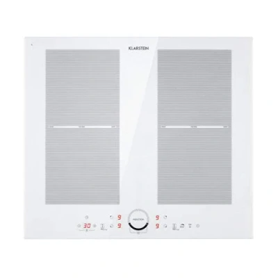 Image of Klarstein Delicatessa Slim Domino Induction Cooker, Ceramic Hob, Plug in Flexzone Technology, Self Contained, Booster, Pot Detection, Timer, SensorTouch, Glass Ceramic, White