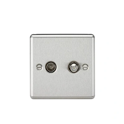 Image of KnightsBridge TV &amp; SAT Outlet (isolated) Rounded Edge Brushed Chrome