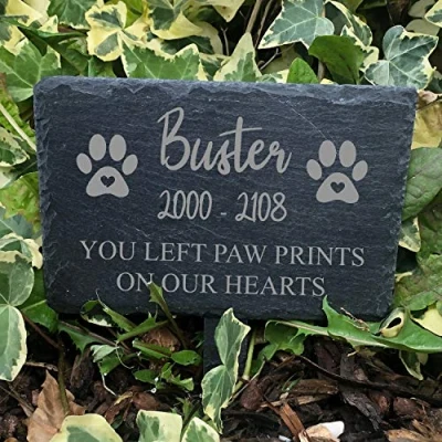 Image of ukgiftstoreonline Memorial Plaque For Pet Dog Personalised Dogs Grave Stone Slate Marker