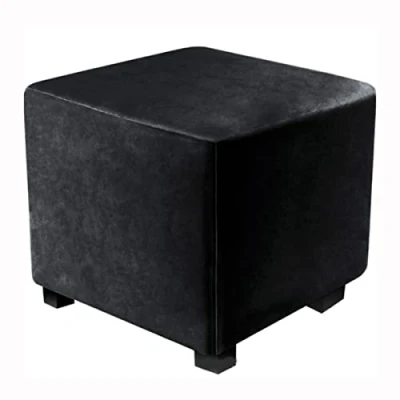 Image of XGANGM Square Ottoman Stretch Cover Velvet Small Slipcover Footstool Pouffe Protector Covers, for Leather/Fabric Footstool,black,20x20inch