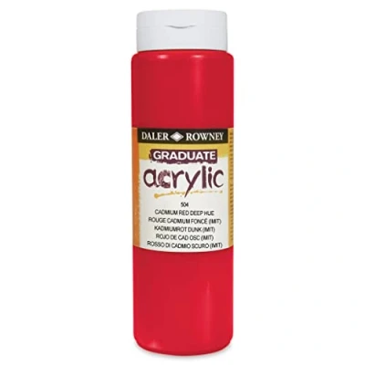 Image of Daler Rowney Graduate Acrylic Paint, Plastic Bottle, 16.91oz 500 ml, Cadmium Red Deep Hue