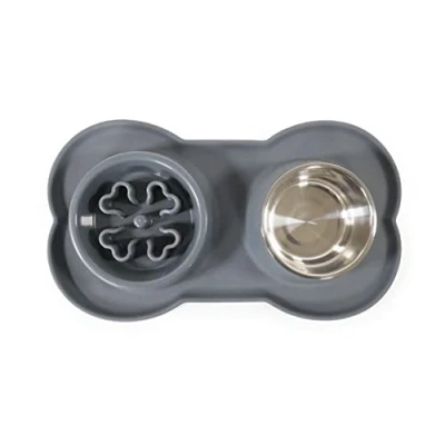 Image of Rosewood Silicone Double Diner Slow Feeder, Pet Grey, 50cm X 29cm