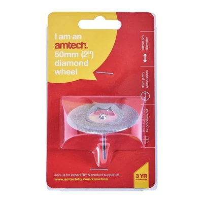 Image of Amtech 50mm (2&quot;) Diamond Wheel with Mandrel