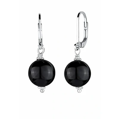 Image of Elli Women 925 Sterling Silver Onyx Dangle and Drop Earrings 0302121815