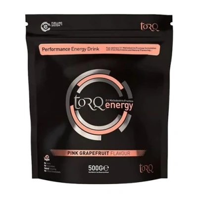 Image of TORQ Energy Drink Natural Pink Grapefruit Isotonic Powder Electrolyte Drinks High Carbohydrates 30g per 500ml and Sodium 15 Servings 500g