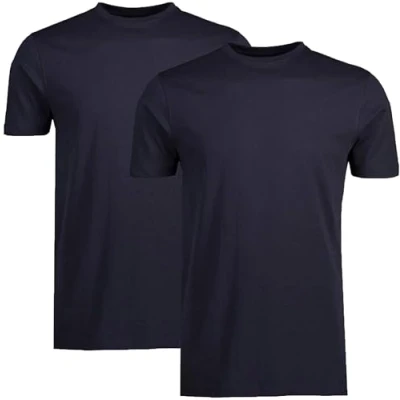 Image of LERROS Men&#039;s Double Pack Crew Neck t Shirt, Navy, XL