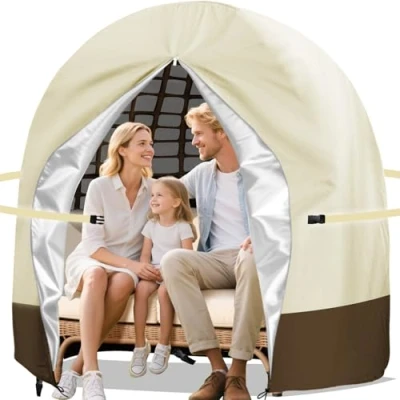 Image of Hanging Chair Cover for Double Egg Swing 91X80 Inches Patio Stand Wicker Covers Cocoon