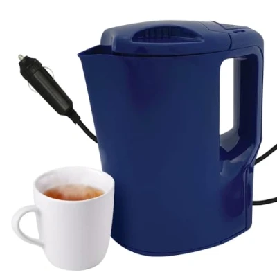 Image of NEW 12V ELECTRIC KETTLE PORTABLE VAN CAR LORRY CIG LIGHTER 1LTR PLUG IN MOTOR HOME INTO CIGARETTE CHARGER TRAVEL FAST BOIL HEATER TRUCK