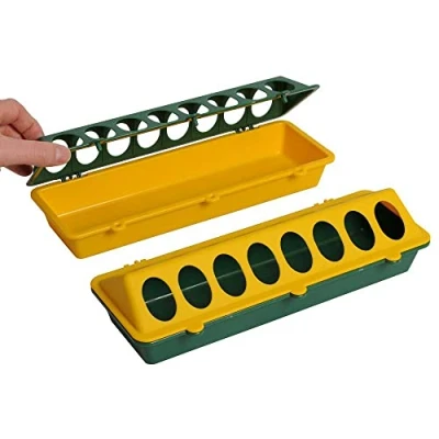 Image of Olba B.V. Plastic Chicks Feeder with Grid, 30 cm, Yellow/Green