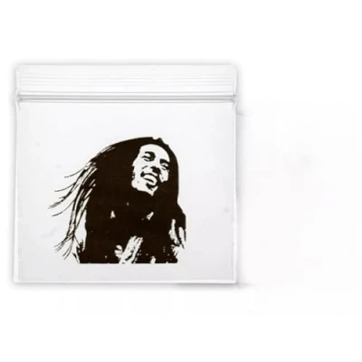 Image of 500 Small Bob Marley Zip seal Printed Clear Bag Resealable Polythene Baggies 50mm x (500)