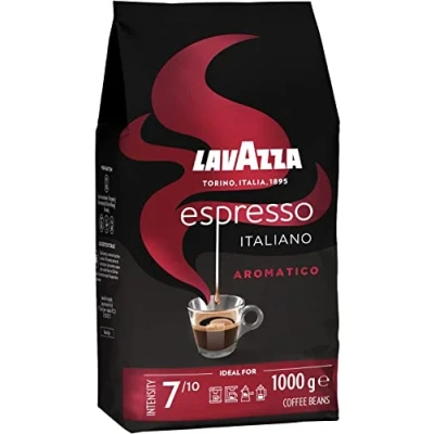 Image of Lavazza Espresso Aromatico, Arabica and Robusta Light Roast Coffee Beans, 6 x 1 kg Pack