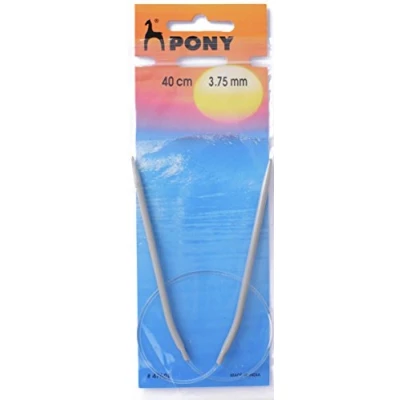Image of Pony Metal Circular Knitting Pins/ Needles 40cm long Size 3.75mm