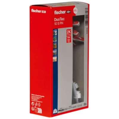 Image of fischer DuoTec 10 S PH LD, high quality toggle plug with panhead screw, 2 component for fastenings in plasterboard, gypsum fibreboard, wood, steel &amp; plastic panels, etc., plugs screws