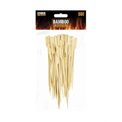 Image of The Home Fusion Company Bamboo Skewers 50 Pack 20cm For BBQ Grill Kebabs Koftas Satay Cooking Camping