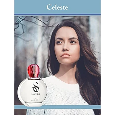 Image of CELESTE by SANGADO, Perfume for Women, 8 10 hours long Lasting, Luxury smelling, Floral, Fine French Essences, Extra Concentrated (Parfum), Elegant, Feminin, 60 ml Spray