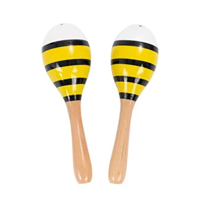 Image of Percussion Plus PP3111 Wooden Maracas, Yellow Stripes