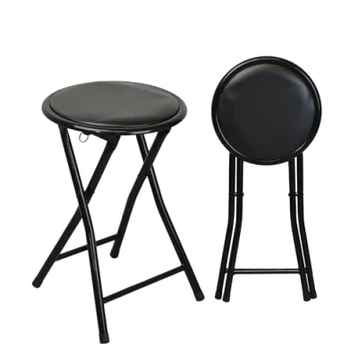 Image of Harbour Housewares Padded Folding Stools Black Pack of 2