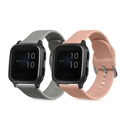 Image of kwmobile Watch Strap Set Compatible with Garmin Venu Sq Music/Sq 2x TPU Silicone Fitness Tracker Sports Band Size Small (S)