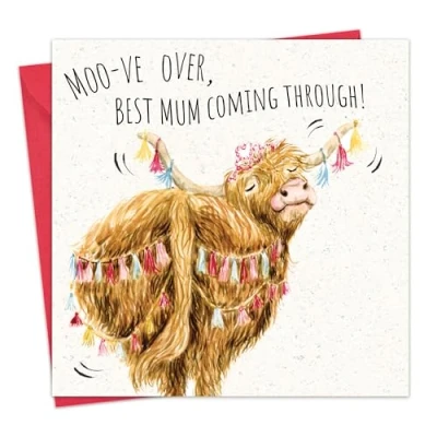 Image of Twizler Funny Mother&#039;s Day Card Scottish Highland Cow Humour Happy Mothering Sunday for Mum Mummy Scotland
