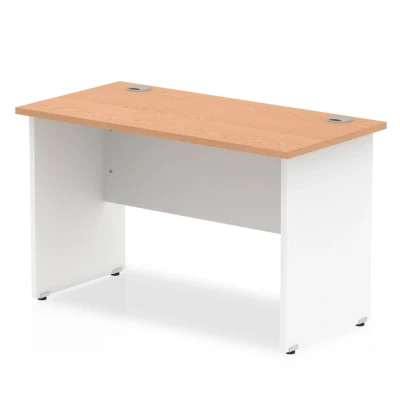 Image of Impulse Panel End 1200/600 Rectangle Desk Oak Top White TT000089