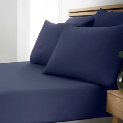 Image of Catherine Lansfield So Soft Easy Iron Super King Fitted Sheet Navy Blue
