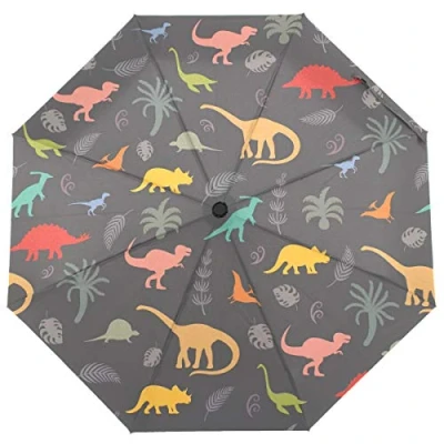 Image of ISAOA Automatic Travel Folding Umbrella Dinosaur Compact Windproof