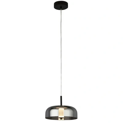 Image of 1 Light Led Pendant, Matt Black With Smoked Glass