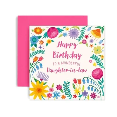 Image of Huxters Happy Birthday Card for Daughter In Law Her Floral Heart Gift 14.8cm (Daughter Birthday)