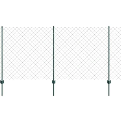 Image of vidaXL Chain Link Fence with 22 U Posts Green 1.2x25 m Steel
