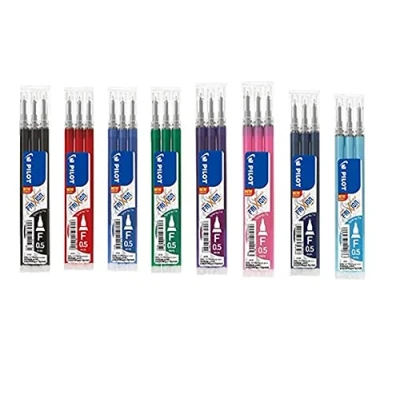 Image of Pilot Frixion Point Refills 0.5mm Synergy Pack of 7 21 Black, Blue, Green, Red, Light Pink &amp; Violet