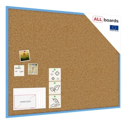 Image of ALLboards Cork Board with Wooden Natural Blue Frame 120x90cm, Corkboard Bulletin Notice