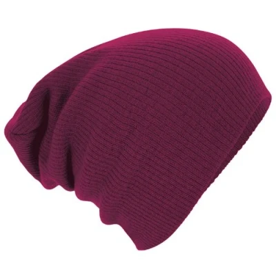 Image of Beechfield Slouch Beanie Knitted Red Maroon