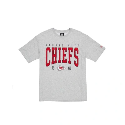 Image of KANSAS CITY CHIEFS New Era Cap NFL Oversized T Shirt Satin Applique Patch Logo Heather Gray Unisex