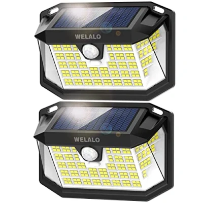 Image of WELALO Solar Security Lights, 188 LED Motion Sensor IP65 Waterproof Lights Outdoor Garden, 3 Modes PIR Powered Wall for Outside Garden Fence Door Yard (2 Pack)