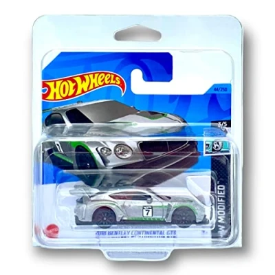 Image of Hot Wheels 2018 Bentley Continental GT3 (Silver) 3/5 HW Modified 2023 44/250 (Short Card) *** COMES IN A KLAS CAR KEEPER PROTECTIVE COLLECTORS CASE HKL45