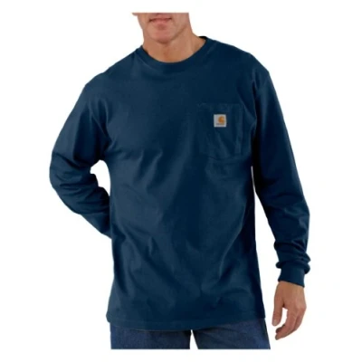 Image of Carhartt Men&#039;s Loose Fit Heavyweight Long Sleeve Pocket T Shirt, Navy, XXL