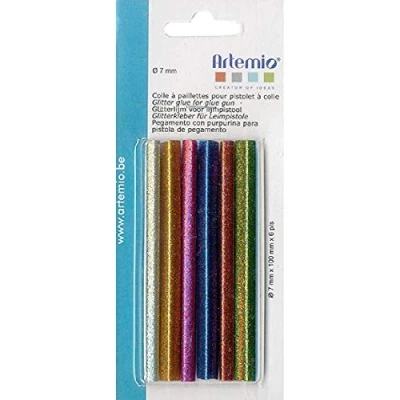 Image of Artemio Set of 6 Glitter Glue Refill, 17.5 x 7.5 1 cm Multi Coloured