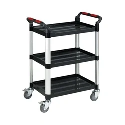 Image of Barton Storage Systems Black and Silver 3 Shelf Standard Plastic Trolley White WHTT3SS