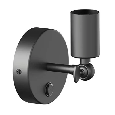 Image of ledscom.de Wall Light FETRO, Switch, Black matt, Round, 1x E27 max. 60W, bar Lighting, Bedroom, Hallway, Interior Industrial lamp, Edison Flexible, Adjustable
