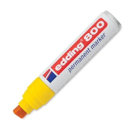 Image of edding 800 permanent marker yellow 1 pen chisel tip 4 12 mm for bold markings waterproof, quick drying, smear proof pens cardboard, plastic, wood, metal, glass and fabric