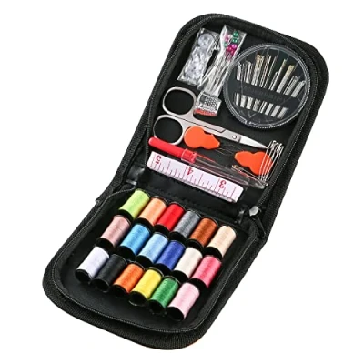 Image of AUERVO Travel Sewing Kit, Over 70 DIY Premium Supplies,Mini kit for Home, &amp; Emergency Filled with Mending and Needles, Scissors, Thimble, Thread,Tape Measure etc…