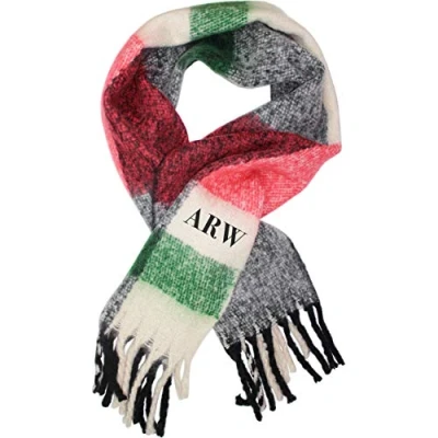 Image of TeddyTs Personalised Women&#039;s Oversized Thermal Winter Scarf (Red, Green and Cream)